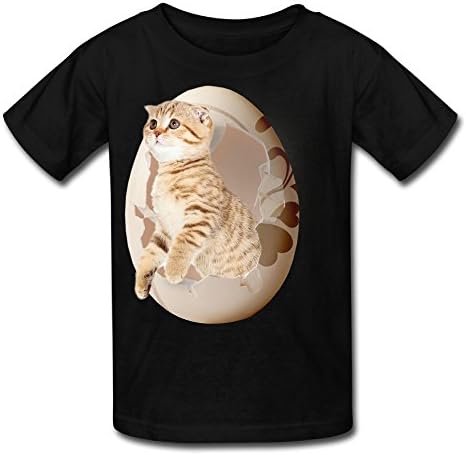 Broken Egg Cat Custom Cotton Kid Fashion T-Shirt Top Black XS