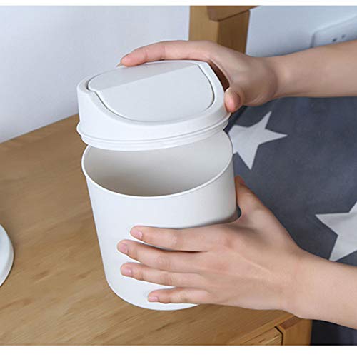 Beautyolove Countertop Swing Top Trash Can, Plastic Wastebasket Trash Bin for Bathroom Kitchen Vanity Countertops/Commercial Slim Trash Can (Gray)