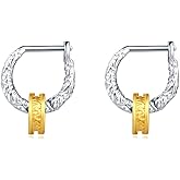 SweYone Two Tone Small Hoop Huggie Earrings, Gold&Sliver Earrings|Sun Hoop Earrings|Star Cross Dangle with CZ|Square Shell Drop Stud Earrings|14K&18K Gold-Plated Earrings Jewelry Women Birthday Gifts