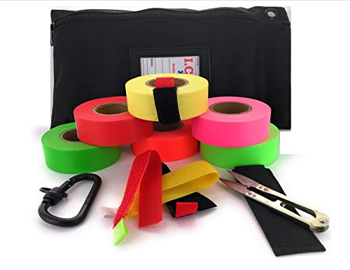 VAS HIGH Visibility Rainbow Trail Marking & Flagging Ribbon DLX Tape Trail Pack- Outdoor, Commercial & Industrial Use Organizer Utility Bag Scissors & Case Retention Strap (1 Each Color, 6 Pack) - Thumbnail 7