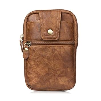 Draussen echtes Leder Handy Tailletasche/Aufbewahrungs, (6.5 Zoll)kompatibel mit iPhone X/XS Max/8 Plus/7 Plus/8/7,Samsung Ga