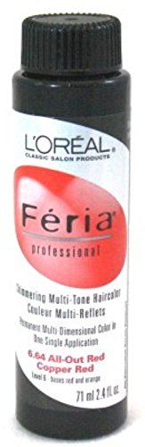 Loreal Feria Color #6.64 2.4oz All-Out Red Copper Red (3 Pack)