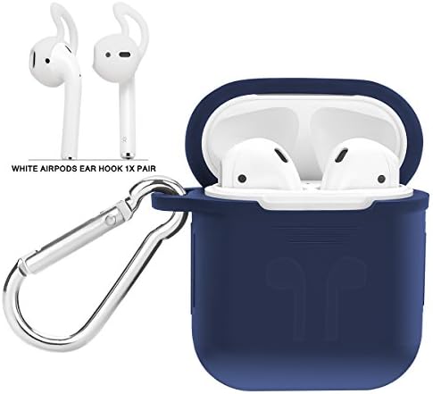 AirPods Case, Airpods Ear Hook, AirPods Silicone Protective Case with AirPods Hooks For Apple AirPods Charging Case Cover, Airpods Shock Proof Protective Cover Midnight Blue