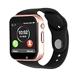 Padgene New GSM Bluetooth Smart Watch with Camera for Samsung S5 / Note 2 / 3 / 4, Nexus 6, Htc, Sony and Other Android Smartphones (Black Gold)