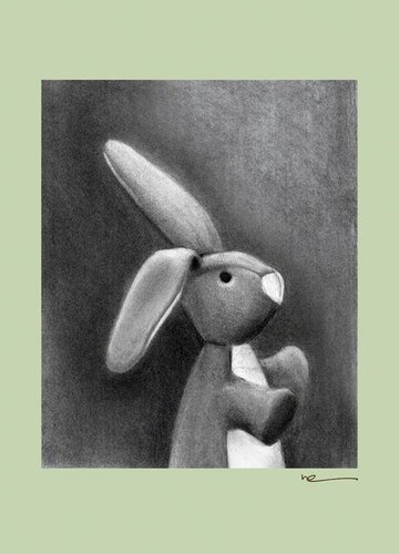 Oopsy Daisy Charcoal Bunny Canvas Wall Art, Sage Green, 10" x 14"