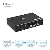 Portta AV/ CVBS Composite RCA + S-Video to HDMI Converter v1.3 up Scaler support 720p 1080p