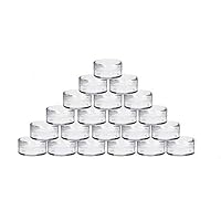 LASSUM 20PCS 5 Gram Clear Plastic Jars Cosmetic Container with Lid for Makeup Cosmetic Sample, Small Jewelry, Beads,Nail Charms and Accessories