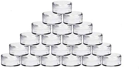 LASSUM 20PCS 5 Gram Clear Plastic Jars Cosmetic Container with Lid for Makeup Cosmetic Sample, Small Jewelry, Beads,Nail Charms and Accessories