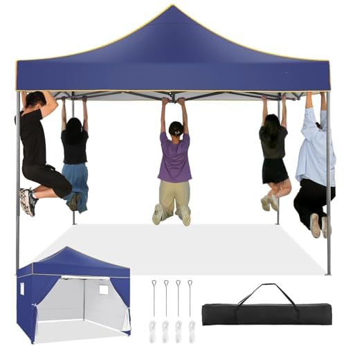 Photo 1 of (top only) COBIZI 10x10 Heavy Duty Pop Up Canopy Tent for Event Commercial Instant Canopy with 4 Sidewalls, Portable Vendor Outdoor Tent for Parties?Backyard, Camping, Waterproof UPF50+, Dark Blue