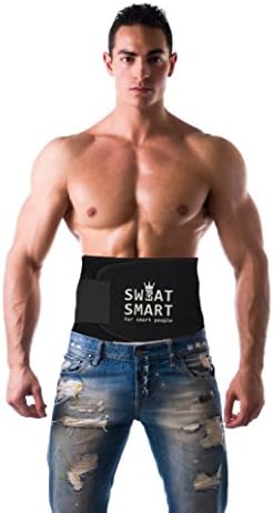 Sweat Smart Fitness Neoprene Waist Trimmer Reformer Athletics Shapewear Lose Belly Fat Burner Slim Body Wrap Weight Loss Fast - Black (Medium: 8" Width x 41" Length)