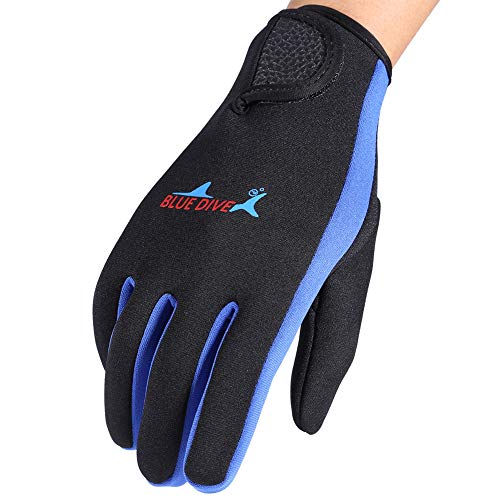 Diving Gloves, 1Pair Wetsuit Gloves 3Colors Five Finger Wetsuit Gloves for for Diving, Snorkeling, Kayaking, Surfing and All Water Activities(M-dark blue)
