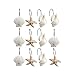 Image 12 Pcs Blue Green Llight Brown 3 Colors Beautiful Anti Rust Alloy Durable Seashell Shower Curtain Hooks Hangers Best Bathroom Decor (Light Brown)