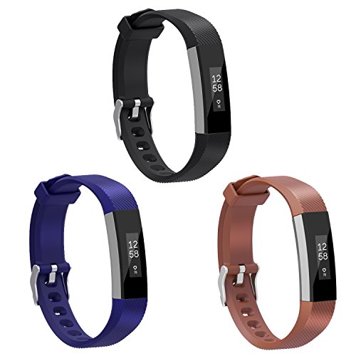 For Fitbit Alta HR Bands, Henoda Replacement Silicone Wristband Accessories for Fitbit Alta HR Smart Watch, Women Men Kids Style (Set of 3PCS Colorful)