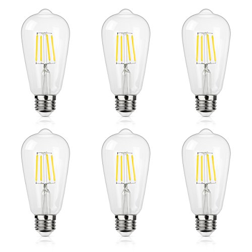 Antique LED Bulb, SHINE HAI 4W (40W Equivalent) ST58 Vintage Edison Light Bulb LED Lighting, 470 Lumen Daylight White 5000K E26 Base, ETL-listed, Pack of 6