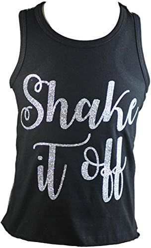 Reflectionz Girls "Shake It Off" Glitter Text Mesh Racerback Style Tank Top #TA5007 For Dance, Gymnastics, and Ballet (8)