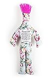 Dammit Doll - Classic Dammit Doll - Harajuku - Lt. Blue with floral print , Bright Pink Hair - Stress Relief, Gag Gift