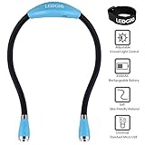 LEDGLE Rechargeable LED Book Light, Hands Free, USB Cable Included for Bed Reading or Read in Car, Flexible Arm, 4 Super Bright LED Bulbs, 4-Level Light Control(Light Blue-Upgrade)