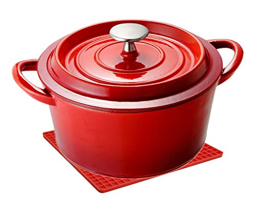 Click Here to See More Images Unicook Enameled Cast Iron Dutch Oven,2.5-Quart, 20cm Diameter,Bonus of 1pc Heat Resistant Pot Holder,Black Matt Enamel Interior