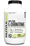 NutraBio 100% Pure L-Carnitine (500 mg) - 500 Vegetable Capsules