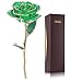 24K Green Rose for Her, Eternal Love Real Gold Plated Rose Flower, Best Present for Wife/Mom/Girlfriend Anniversary, Wedding, Birthday, Graduation (Green)
