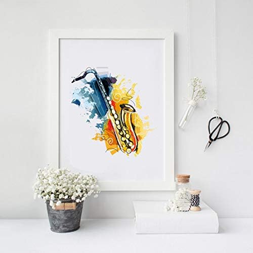 ACYKM Canvas decorative painting Abstract Musical Instruments Saxophone Wall Art Print Poster Watercolor Canvas Jazz Painting Picture Saxophone Decoration-70x100cm