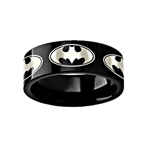 Thorsten Batman Dark Knight Super Hero Black Tungsten Inside Engraved 8mm Wedding Band Ring Custom Personalized Inside Engraved from Roy Rose Jewelry