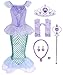 HenzWorld Princess Costume Mermaid Dress Up Role Pretend Cosplay Birthday Party Patchwork Ruffle Fish Scale Christmas Outfit Jewelry Accessories Gloves Little Girls 4-5 Years