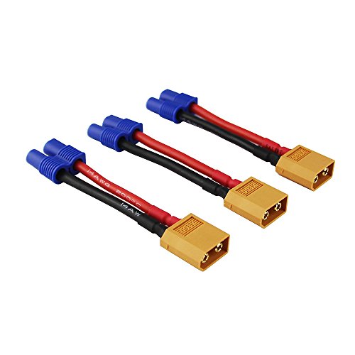 OliYin 3pcs/lot XT60 / XT-60 Male To Female EC3 Connector / Adapter for Zippy / Turnigy 14awg 1.96inch Cable (pack of 3)