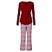 Maternity Nursing Pajama Set,Crytech Soft Comfy Solid Long Sleeve V Neck Wrap T-Shirt Top for Breastfeeding Casual Loose Striped Pants Sleepwear Nightgown Pjs Set for Preganct Women (Large, Red)thumb 4