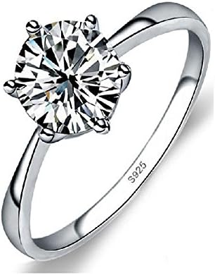 Beyleg 925 Sterling Silver White Zircon &amp;1 CTTW Fashion Ring BE-71(R7)