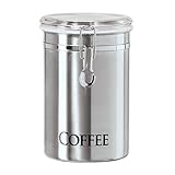 Oggi 62-Ounce Brushed Stainless Steel "Coffee" Airtight Canister with Acrylic Lid