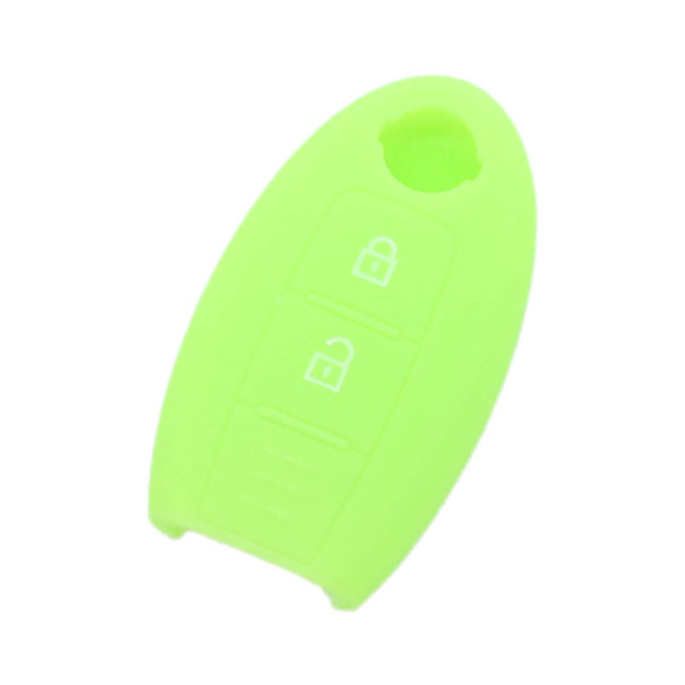 BROVACS Silicone Cover Protector Case Holder Skin Jacket Compatible with NISSAN 2 Button Smart Remote Key Fob CV9506 Neon Green