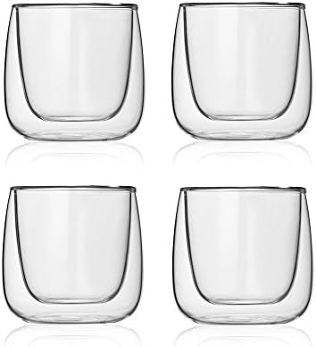 GLFY Insulated Double Walled Thermo Glasses Heat-Resistance Espresso/Macchiato Coffee Cups - Box Set of 4, 100ml