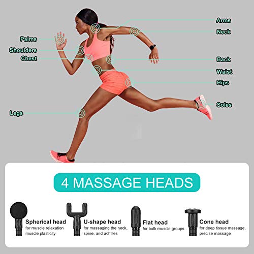 Massage Gun, Athlete Body Muscle Massager Handheld Electric Deep Tissue Percussion Massager Gun with 4 Massage Heads by Kensone