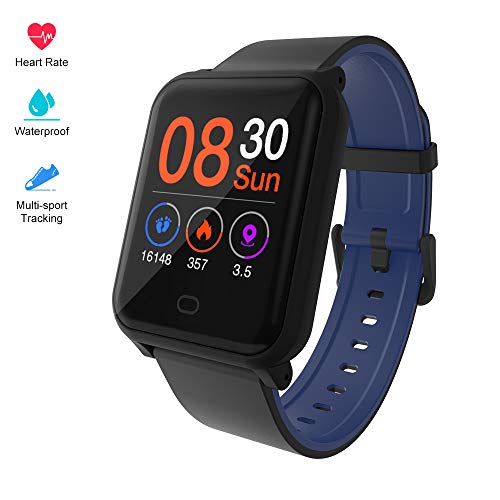 Fitpolo H706 Color Screen Fitness Watch, IP67 Waterproof Smart Activity Tracker with Heart Rate Monitor,Pedometer,Calorie Counter,Sleep Monitor, SMS/SNS Alert(Black&Blue)