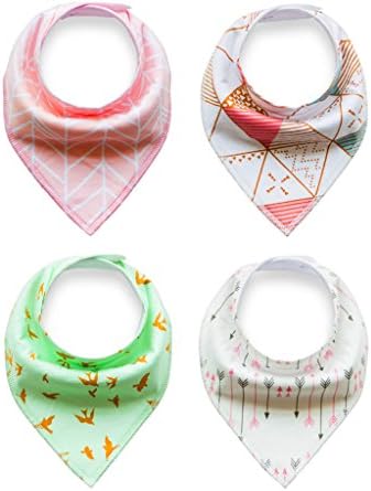 Zakka Republic Baby Bandana Drool Bibs - Soft Absorbent Cotton for Drooling and Teething 4 Pack Unisex Gift Set - BB-01B