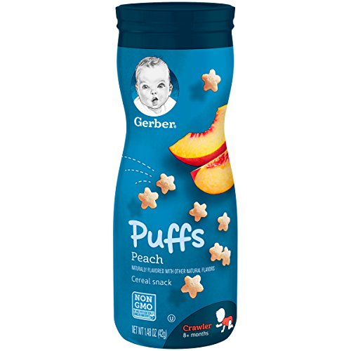 Gerber Puffs Cereal Snack, Peach,1.48 ounce(Pack of 6)