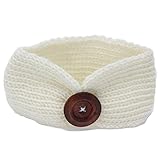 DaySeventh Baby Knitting Infant Kids Girl Button Headbands Head Wrap Knotted Hair Band (White)