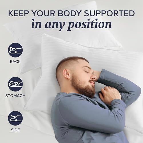 BECKHAM HOTEL COLLECTION BED PILLOWS STANDARD / QUEEN SIZE SET OF 2 – DOWN ALTERNATIVE BEDDING GEL COOLING PILLOW FOR BACK, STOMACH OR SIDE SLEEPERS