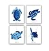 Gnosis Picture Archive Blue Sea Turtles Decor Art Prints Set of 4 Unframed Beach Coastal Decor Wall Art