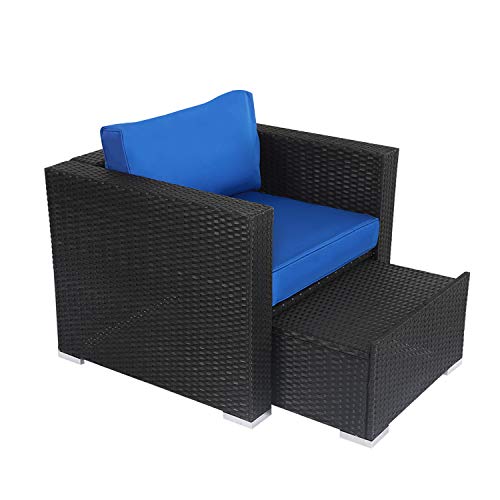 Kinsunny Wicker Furniture Set PE Wicker Rattan Outdoor All Weather Cushioned Sofas and Ottoman Set Lawn Pool Balcony Conversation Set Chat Set - Thumbnail 6