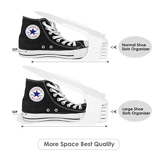 femor Large Shoe Slots,Shoe Organizer, Adjustable Shoe Rack for Large Size Shoes(Men)- Double Layer Stack -Space Saver Storage Rack Holder 8-Pack (11.4Inch,White)