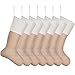 Sunshane Burlap Christmas Stockings Xmas Fireplace Hanging Stockings Decoration Stockings for Christmas Decoration DIY Craft (Flaxen, 7)