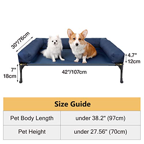 Veehoo Bolster Elevated Dog Bed Cooling Raised Pet Bed Chew Proof