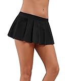 MYIFU Women Sexy Role Play Pleated Mini Skirt Solid Ruffle Lingerie Sleepwear Black