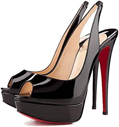 San Hojas Red Bottom High Heels Patent Leather Pointed Pumps Red (9, black)
