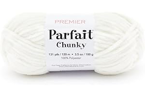 PREMIER YARNS Premier Parfait Chunky Yarn, Super Bulky Yarn, Ideal Yarn for Knitting and Crocheting, Chenille Yarn, Cream, 3.5 oz, 131 Yards