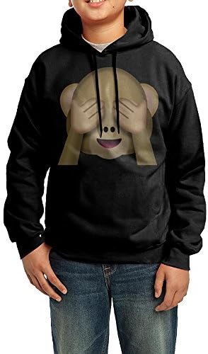 Emoji Mokey Shy Fae Youth Pullover Hood Fleece Crew Sweatshirt SweatshirtX-Large