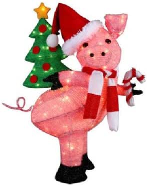 Amazon.com  CUTE CHRISTMAS LIGHTED PIG HOLDING A HOLIDAY TREE