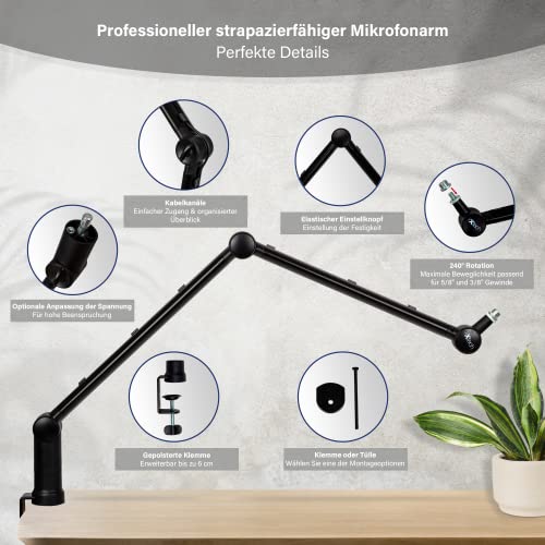 IXTECH Boom Arm Adjustable 360° Rotatable Microphone Arm Sturdy